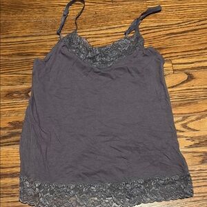 Elegant Gray Lace Trim Cami Top